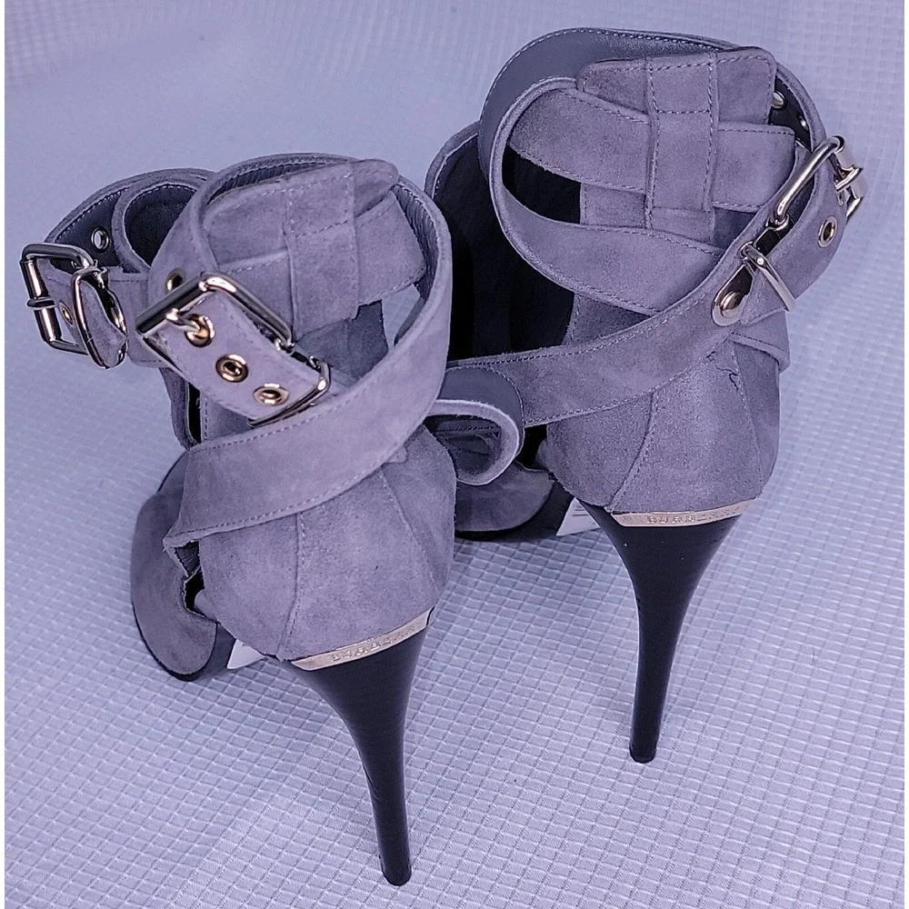NEW Burberry Open Toe Strappy Gray Heeled Booties US 7.5 / EU 37.5 $995 - Picture 5 of 13